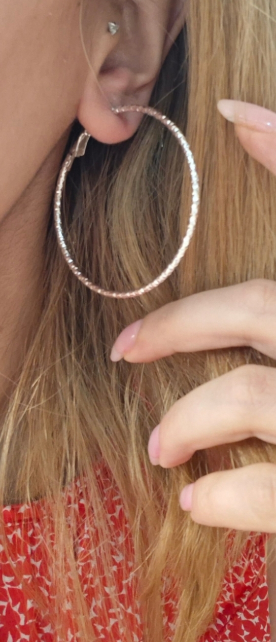گوشواره حلقه ای نقره ای فول نگین برندiam ضد حساسیت